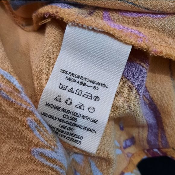 Free People Clear Skies Dress size Small Light Orange Floral Cold Shoulder Tunic - Picture 7 of 8